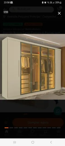 Guarda Roupa Casal 6 portas com 4 portas Reflecta com Led, produzido em 100% MDF.