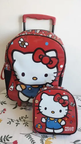 Conjunto mochila e lancheira hello kitty 