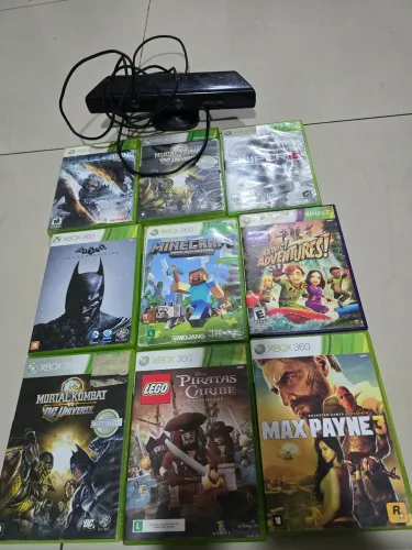 Lote de jogos xbox 360 mais kinect