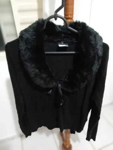Blusa de luxo com Pelo preta