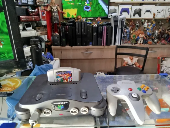 Nintendo 64 controle original+ jogo banjo Kazooie ac trocas
