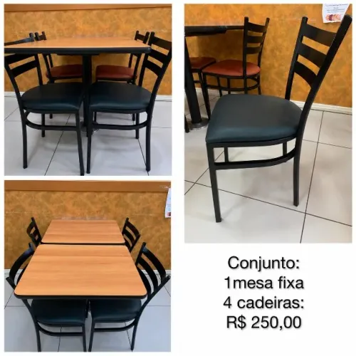 Conjunto de mesa fixa e 4 cadeiras