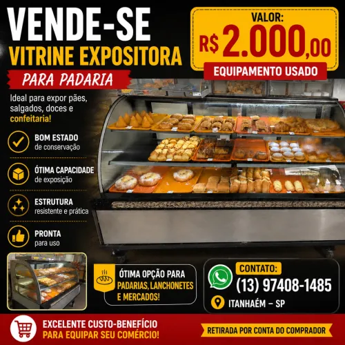 Vitrine Expositora para Padaria - Excelente Estado 