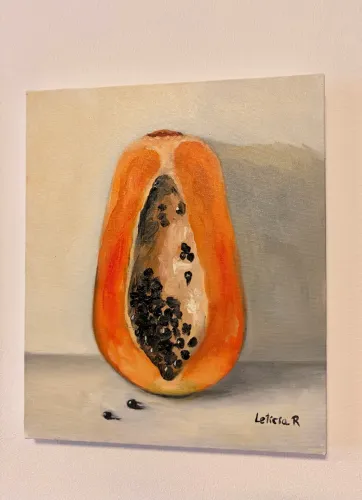 Pintura original em óleo sobre tela ? Mamão-papaia
