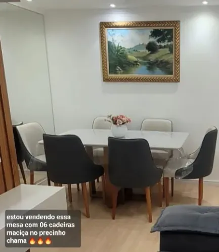 Mesa sala de jantar maciça retangular 1.60x 0.90 com 06 cad