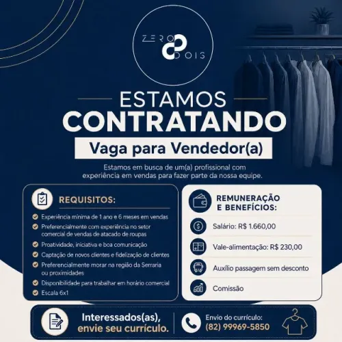 Vaga de vendedor (a)