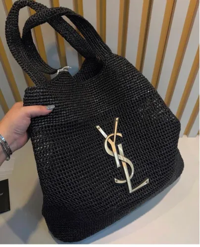 Bolsa saint laurent icare tote raffia preta INSPIRED
