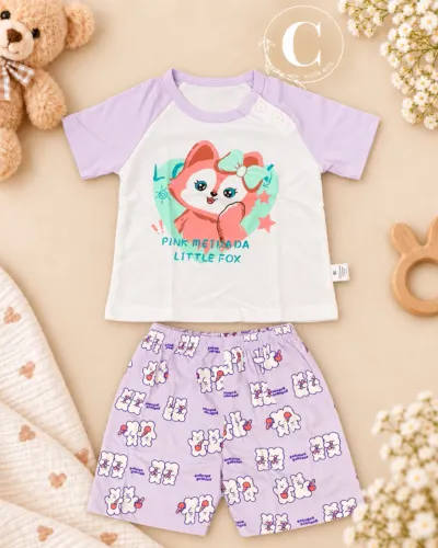 Conjunto Infantil Menina Raposinha 100% Algodão até 2 anos
