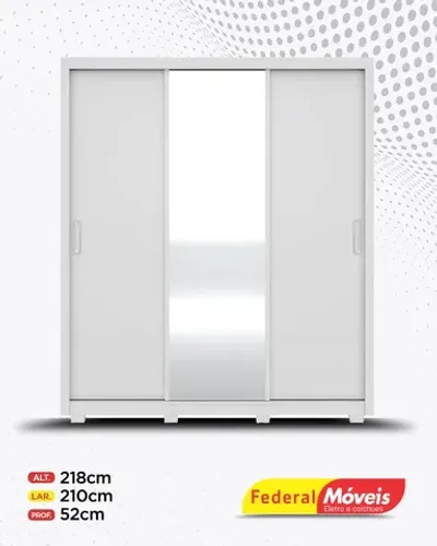 Guarda Roupa 3 Portas de Correr 2 Gavetas Espelhado Super Lindo Fazemos Entrega