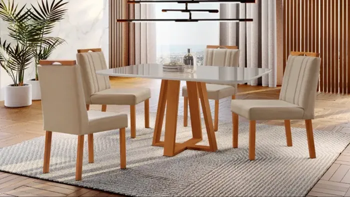 Mesa de Jantar Geovana 4 Cadeiras OFERTA t8