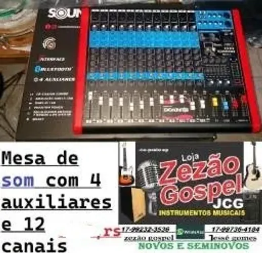 mesa de som com 4 aux 12 canais  usb efeito e blutoo troco ou parcelo 