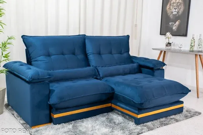 Sofá Retrátil Reclinável 2.50m Ibis Veludo Até 12x - Frete Grátis 