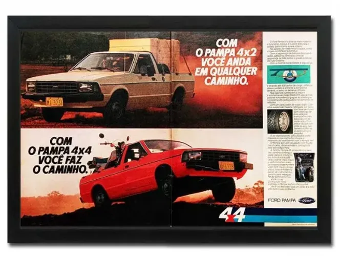 Ford Pampa - Quadro decorativo com propaganda original de revista