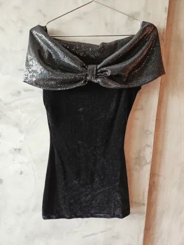 Blusa veludo ombro a ombro - tam único