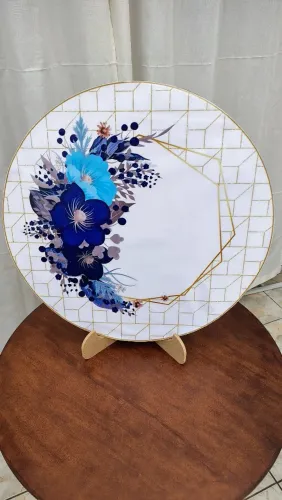 Painel floral azul - decoração (lona)