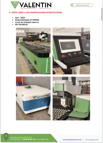 MÁQUINA CORTE LASER 1,5KW USADA, ESTADO DE NOVA!