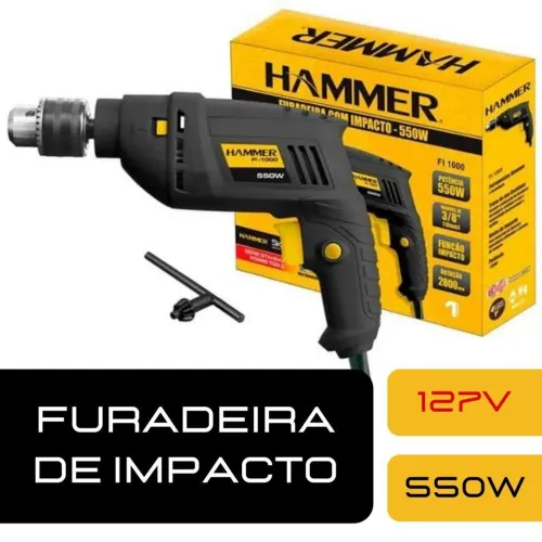Furadeira de Impacto Hammer FI-1000 550W 127V