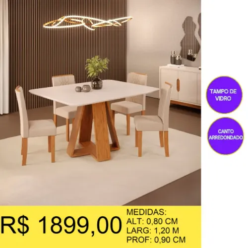 CONJUNTO DE MESA 4 CADEIRAS A PRONTA-ENTREGA