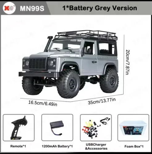 Carro de Controle Remoto 4x4 Off-Road jipe MN90 escala 1:12
