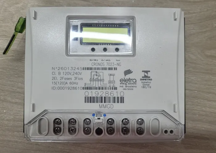 Medidor Energia Elétrica Bifasico c/Neutro 110V 220V 120A 2 Fios + Neutro