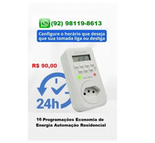 Temporizador Timer Digital Programável Bivolt Com 16 Programações Tomada Inteligente