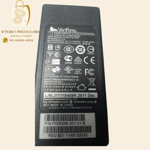Fonte Carregador Verifone P2 12v 2a Au-79aon - ORIGINAL NOVO