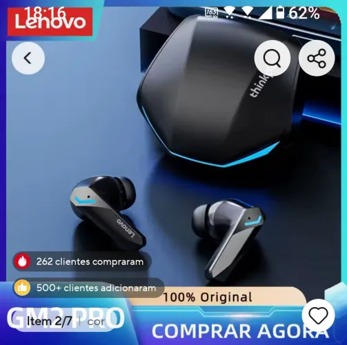 Fone de ouvido Lenovo GM2 Pro - TWS