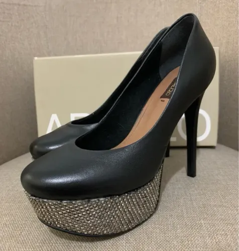 (AREZZO 34) SAPATO AREZZO PRETO COM BRILHO