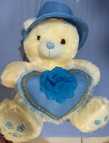 Urso de Pelúcia Azul - Tem Aproximadamente 80cm
