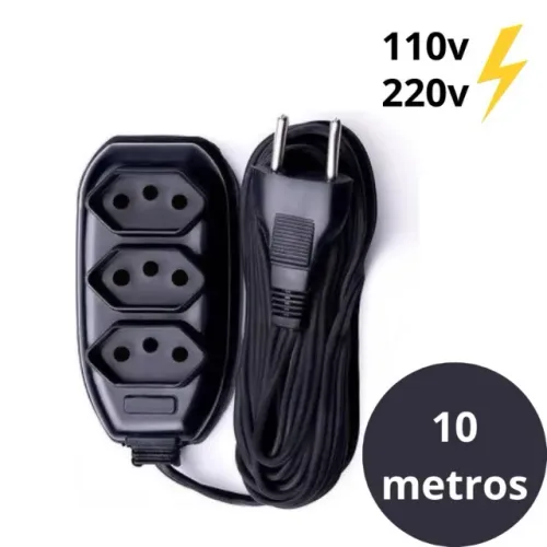 Extensão Elétrica 10 Metros 110/220v Bivolt Tripolar