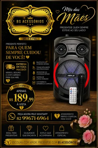CAIXA DE SOM + MICROFONE E CONTROLE 