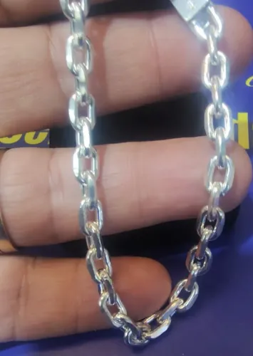 Pulseira Prata 95O Modelo Cadeado 27 Gramas 6 mm Maciça