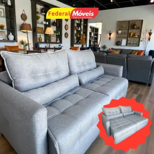 Sofá Cama 2,15m em Linho MAIS VENDIDO