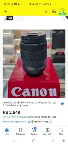 Lente Canon 18-135 is usm Nano