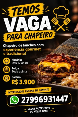 Vaga para chapeiro de lanches