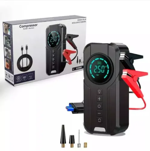 Auxiliar de partida bomba de ar compressor automotivo multi-função 4 em 1 powerbank