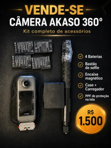Akaso 360 com 4 Baterias e Bastão de Selfie Magnético ? Ótimo Estado