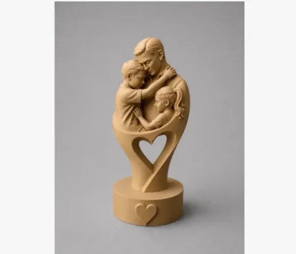 Escultura Dia dos Pais - Pai & Casal Filhos (Irmão+velho) - [12 cm] 