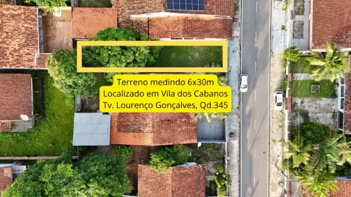 Terreno medindo 6x30m Vila dos Cabanos - Barcarena PA - 180m2