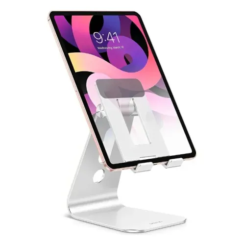 Suporte para Tablet Omoton T2 Ajustável em Alumínio Prata para Telas de 4.7 a 15.6 Polegad