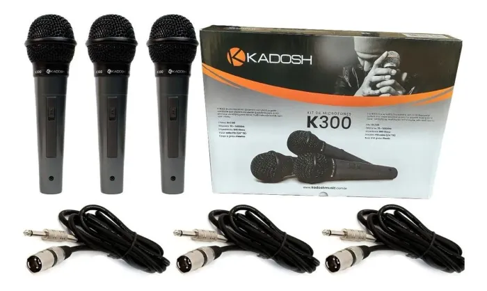 Kit c/ 3 microfone Kadosh - Todos com cabo!