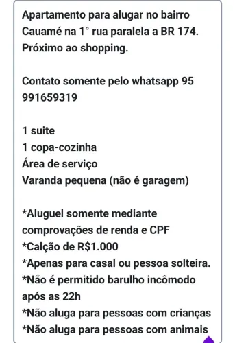 Apartamento próximo do Pátio RR Shopping 