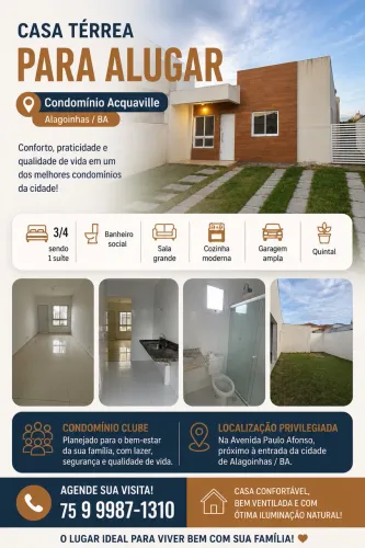 Alugo casa em Condomínio Acquaville