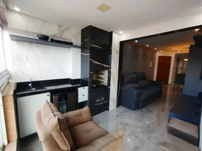 Apartamento Mobiliado, varanda gourmet, 2 quartos em Aviação - Praia Grande - SP