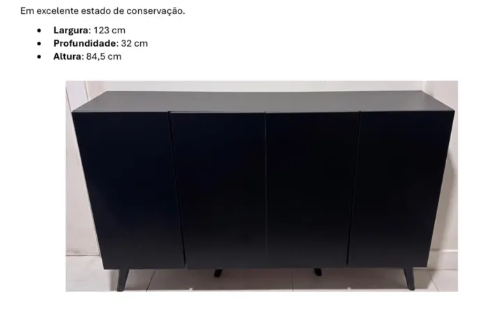 Aparador buffet 4 portas Preto