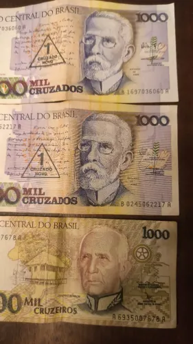 Lote Cédulas Antigas do Brasil - Cruzados e Cruzeiros (6 Unidades Muito Bem Conservadas)