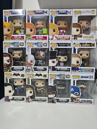 Lote Funko Pop! 18 figuras originais: liga da justiça, he-man, Capitão América, Disney