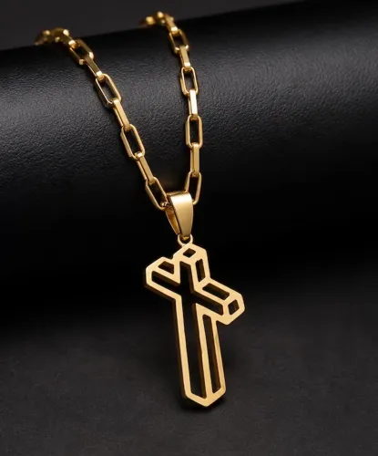 Cordão de Ouro 18K Oco - Modelo Baguete + Pingente Valor: R$ 9.500,00