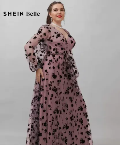 Vestido de festa Rosa Elegante madrinha 15 anos plus size