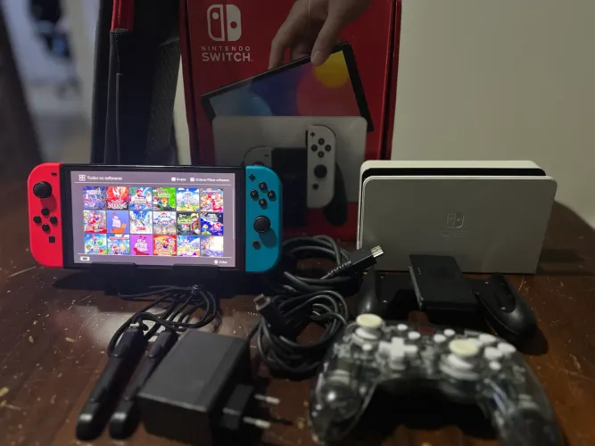 Perfeito! Nintendo Switch OLED Desbloqueado 64+256